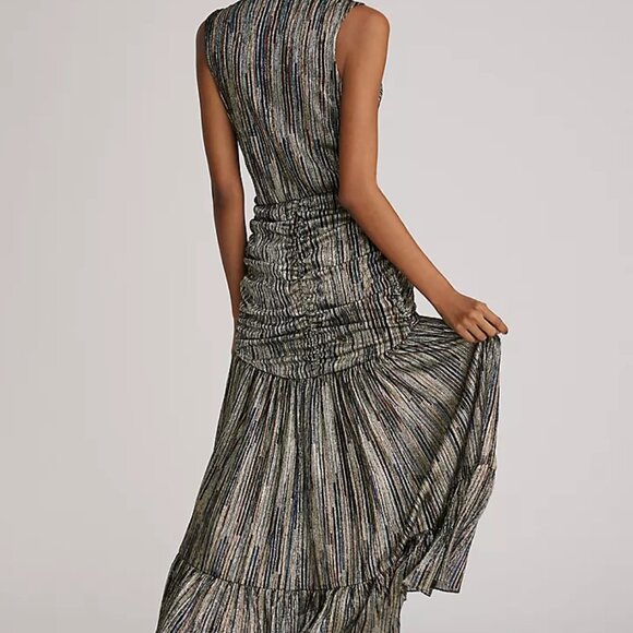 MISA Los Angeles Metallic High-Low Midi Dress | Size XS | NWT | Ruched Detail - Picture 4 of 5